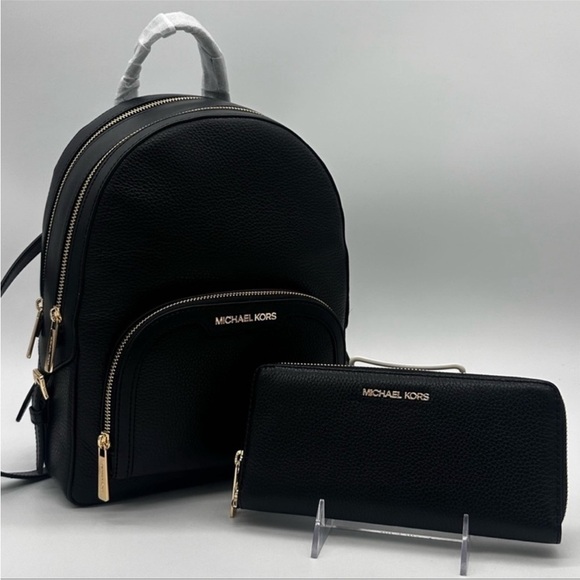 Michael Kors Handbags - Michael Kors Medium Jaycee Backpack & Continental Wallet Wristlet Black